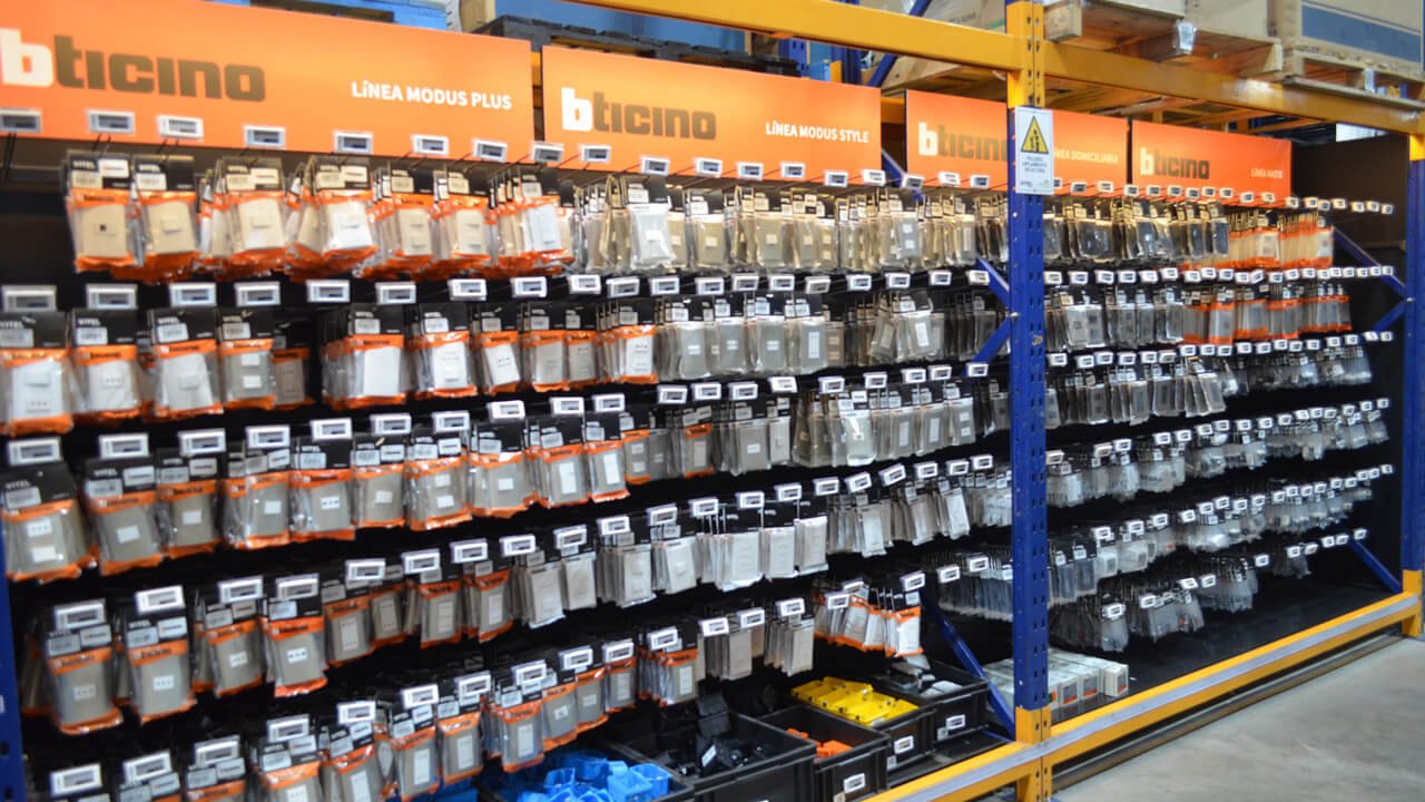 Electronic shelf labels across warehouse retail shelving