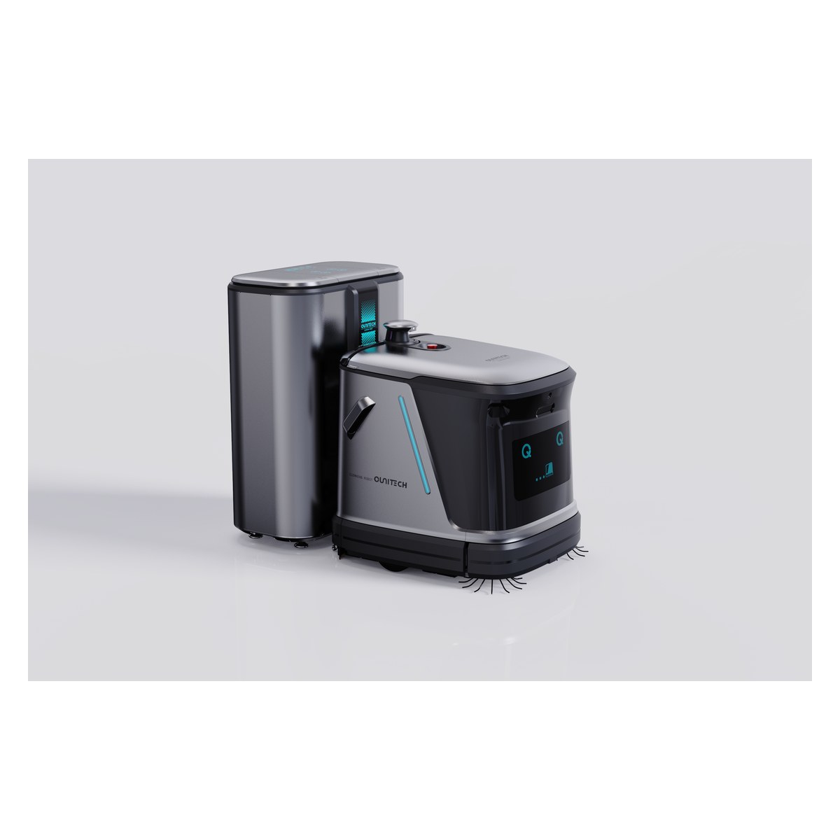 Robotic floor scrubber cleaning a commercial aisle